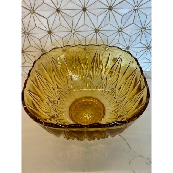Vintage Amber Glass Punch‎ Bowl | Mid-Century Hazel Atlas or Anchor Hocking - Picture 1 of 6